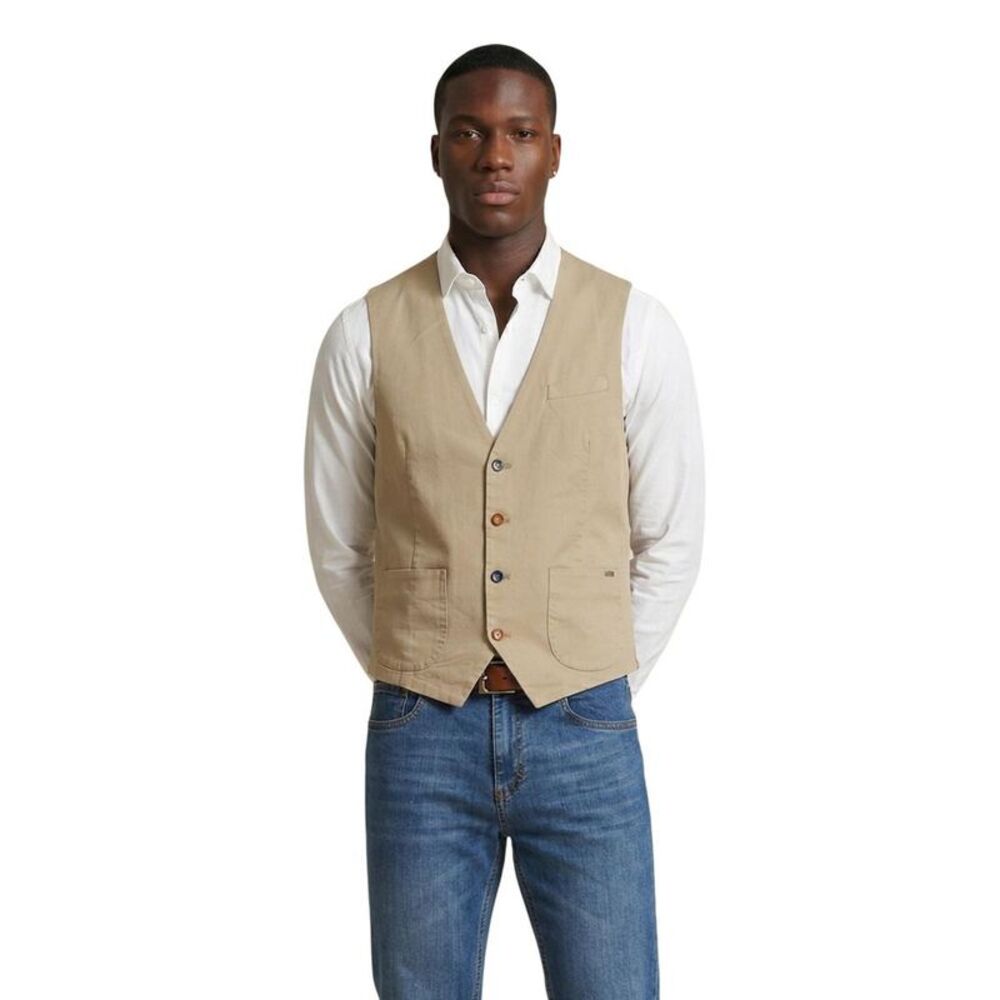 Gianni Lupo Beige Cotton Men's Waistcoat